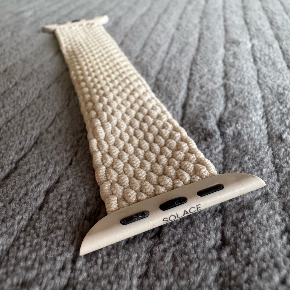 Braided Solo Loop Apple Watch Band Beige/Cream 42/44/45mm (Size S) - Picture 6 of 13
